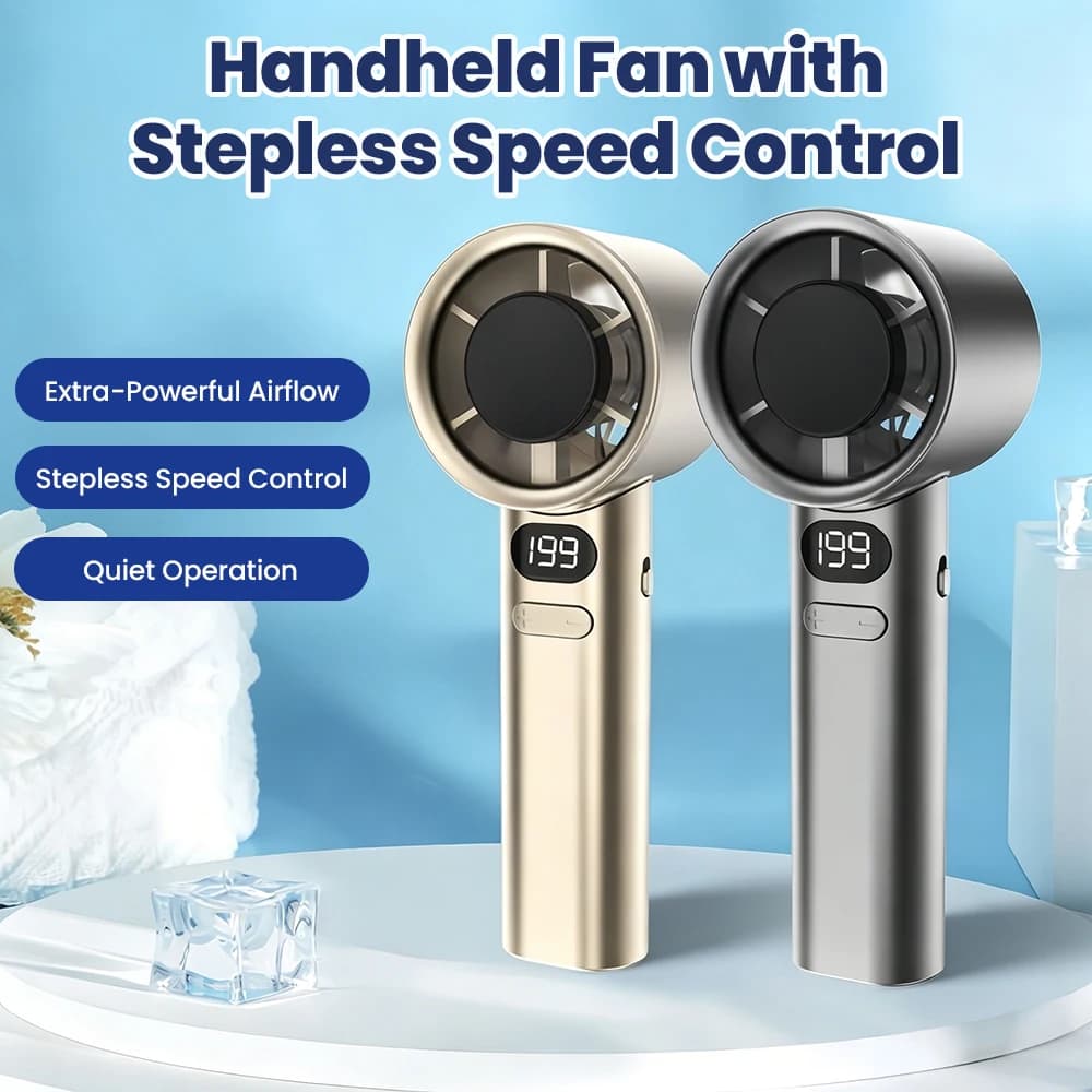 Turbo Mini Fan Adjustable High Wind USB Rechargeable Handheld Battery Display Turbofan Portable Home Outdoor Electric Fan Mini