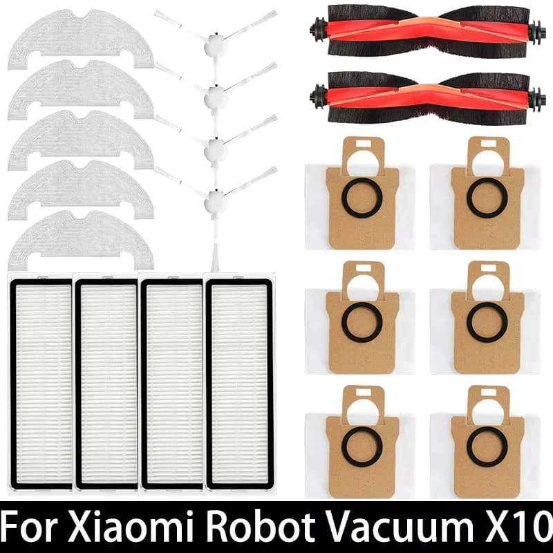 For Xiaomi Robot Vacuum X10 Robot Vacuum Cleaner Parts Replacement Main Side Brush Hepa Filter Mop Cloth Dust Bag Accessories