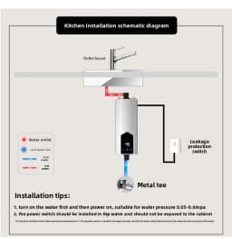 Instant Water Heater 220V Portable Electric Heaters for Bathroom Hot Water Shower and Home Kitchen Heating