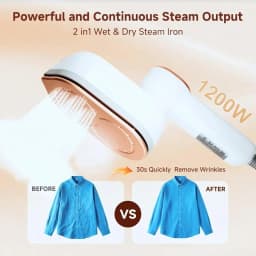 Handheld Steam Iron Foldable Garment Steamer 1200W Power Portable 3 Speed Steamer LCD Display Touch Screen Rotary Electric Iron
