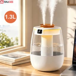 Air Humidifier 1.3L Large Capacity Double Spray Humidifier for Home Bedroom Plant Desktop USB Water Humidifier with Night Lamp