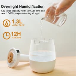 Air Humidifier 1.3L Large Capacity Double Spray Humidifier for Home Bedroom Plant Desktop USB Water Humidifier with Night Lamp