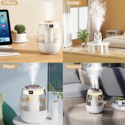 Air Humidifier 1.3L Large Capacity Double Spray Humidifier for Home Bedroom Plant Desktop USB Water Humidifier with Night Lamp
