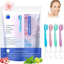 Disposable Toothbrush Exploded Beads Adults Cleaning Toothbrush Portable Tooth Brush With Dental Floss Tongue Scraper for Travel
