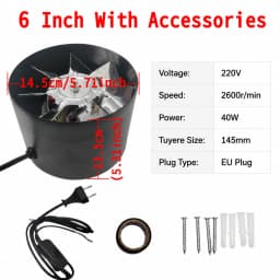 4''6''8'' Pipe Kitchen Toilet Exhaust Fan Louver Exhaust Fan Air Ventilation Ceiling Booster Blower Metal Exhaust Fan