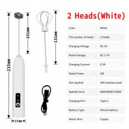 Electric Milk Foamer Blender Stainless Steel Handheld Milk Frother Wireless Coffee Whisk Mixer Egg Beater Tools For Kitchen