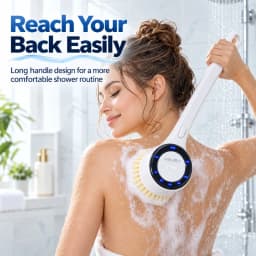 Electric Shower Brush LED Display Rotating Multifunctional Shower Brush 5 Brush Heads 3-Speed Detachable for Back Face & Shower