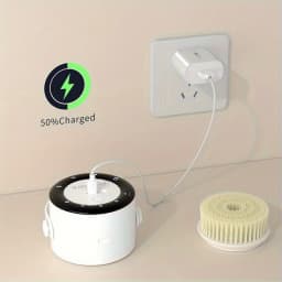 Electric Shower Brush LED Display Rotating Multifunctional Shower Brush 5 Brush Heads 3-Speed Detachable for Back Face & Shower