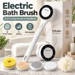 Electric Shower Brush LED Display Rotating Multifunctional Shower Brush 5 Brush Heads 3-Speed Detachable for Back Face & Shower