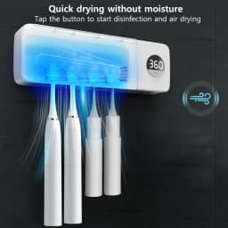 UV Toothbrush Sanitizer UV Light Cleaning Holder Toothbrush Smart Cleaner with Light Clean Air Drying Bathroom Wall Mount Holder