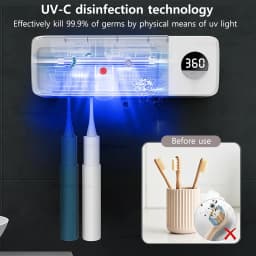 UV Toothbrush Sanitizer UV Light Cleaning Holder Toothbrush Smart Cleaner with Light Clean Air Drying Bathroom Wall Mount Holder