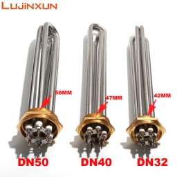 LUJINXUN Electric Heating Element with Probe 1 1/4" 1 1/2" 2" Immersion Heater Tube 220V Tubular Booster 3KW 4.5KW 6KW 9KW 12KW