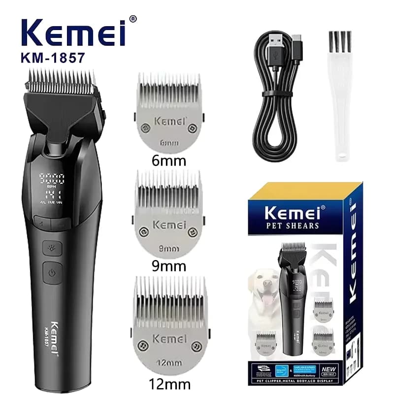 Kemei 1857 Professional Pet Dog Grooming Clipper Electric Rechargeable Cat Hair Shaver Dog Hair Trimmer 10W Animal Hair Clipper