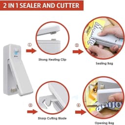 Heat Seal Device, 2-in-1 USB Chip Bag Sealer Machine with Cutter Heat Sealer Food Resealer Bag Kitchen Tool for Snacks Sealing