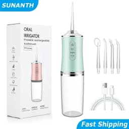 Professional Portable Cordless Water Flosserfor Teeth, Rechargeable Oral Irrigator with 3 Modes & Water Drill, IPX7 Waterproof