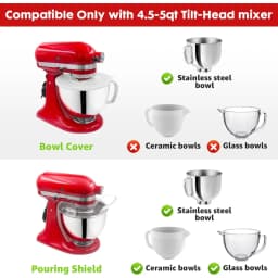 Pouring Shield and Mixers Bowl Covers Fits for KitchenAid 4.5-5 Quart Tilt-Head Stand Mixers Secure Splatter Guard Lids