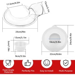 Pouring Shield and Mixers Bowl Covers Fits for KitchenAid 4.5-5 Quart Tilt-Head Stand Mixers Secure Splatter Guard Lids