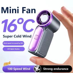 Handheld Mini Fan 5 Speed Adjust Type C Rechargeable Portable Fan Digital Display Desktop Fan Outdoor Use