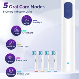 New Rotating Electric Toothbrush,5 Modes Rechargeable Timing Electric Toothbrush,Home Cleaning Teeth,4 Replaceable Brush Heads