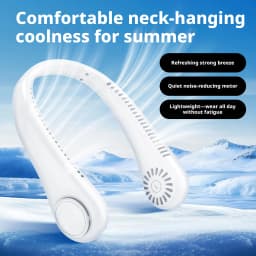 2026 Long Endur New Mini Neck Mounted Fan Portable Bladeless Neck Rechargeable Air Cooler 3 Speed Mini Summer Sports Fan Outdoor