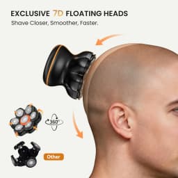 MAXGROOM 7D Floating Bald Head Shaver IPX6 Waterproof LED Display Wet Dry Electric Razor 7 Blades Magnetic Washable Head Shaver