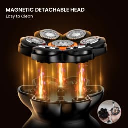 MAXGROOM 7D Floating Bald Head Shaver IPX6 Waterproof LED Display Wet Dry Electric Razor 7 Blades Magnetic Washable Head Shaver