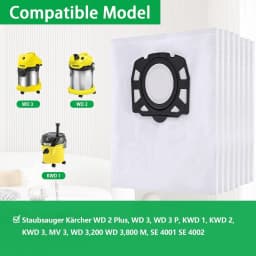Vacuum Dust Bags for Karcher 2.863-314.0 KFI 357,WD 2 Plus,WD 3,WD3S,KWD 1,KWD 2,KWD 3,MV 3,SE 4001,SE 4002 Robot Vacuum Cleaner