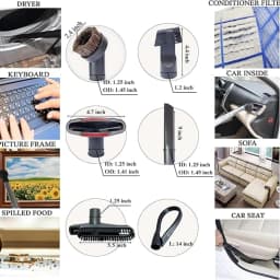Replacement Vacuum Attachments & Brushes Plus Universal Adapter Kit Compatible with Shop Vacs 2-1/4'' 1-7/8'' 1-3/8'' 1-1/4 Inch