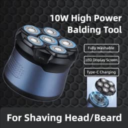 TINSOL Men's Electric Shaver 6D Magnetic Hair Trimmer Rechargeable LED Waterproof Facial Hair Clipper Bald Head Machine