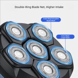 TINSOL Men's Electric Shaver 6D Magnetic Hair Trimmer Rechargeable LED Waterproof Facial Hair Clipper Bald Head Machine
