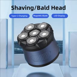 TINSOL Men's Electric Shaver 6D Magnetic Hair Trimmer Rechargeable LED Waterproof Facial Hair Clipper Bald Head Machine