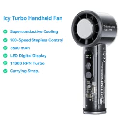 Vention Superconductive Cooling Handheld Fan 11000 RPM Brushless Motor 100 High Speeds LED Digital Display Outdoor Camping Fan