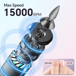 Wireless Electric Nail Grinder Nail Polishing Machine - 3 Modes, LED Display and 12 Drill Bits, Nail Polisher for Home Salon Use