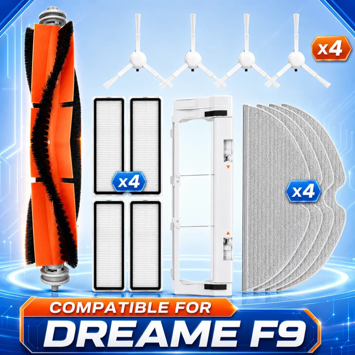 Fit For Xiaomi Dreame F9 Robot Vacuum Cleaner Accessories Side Brush Mop Cloth Main Roller Hepa Filter Cover Replacement Parts