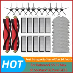 For Roborock S5, S5 Max, S6 MaxV, S6 Pure, E4, E5, S51, S52, S55 Robot Vacuum Spare Parts Main Side Brush Hepa Filter Mop Cloth