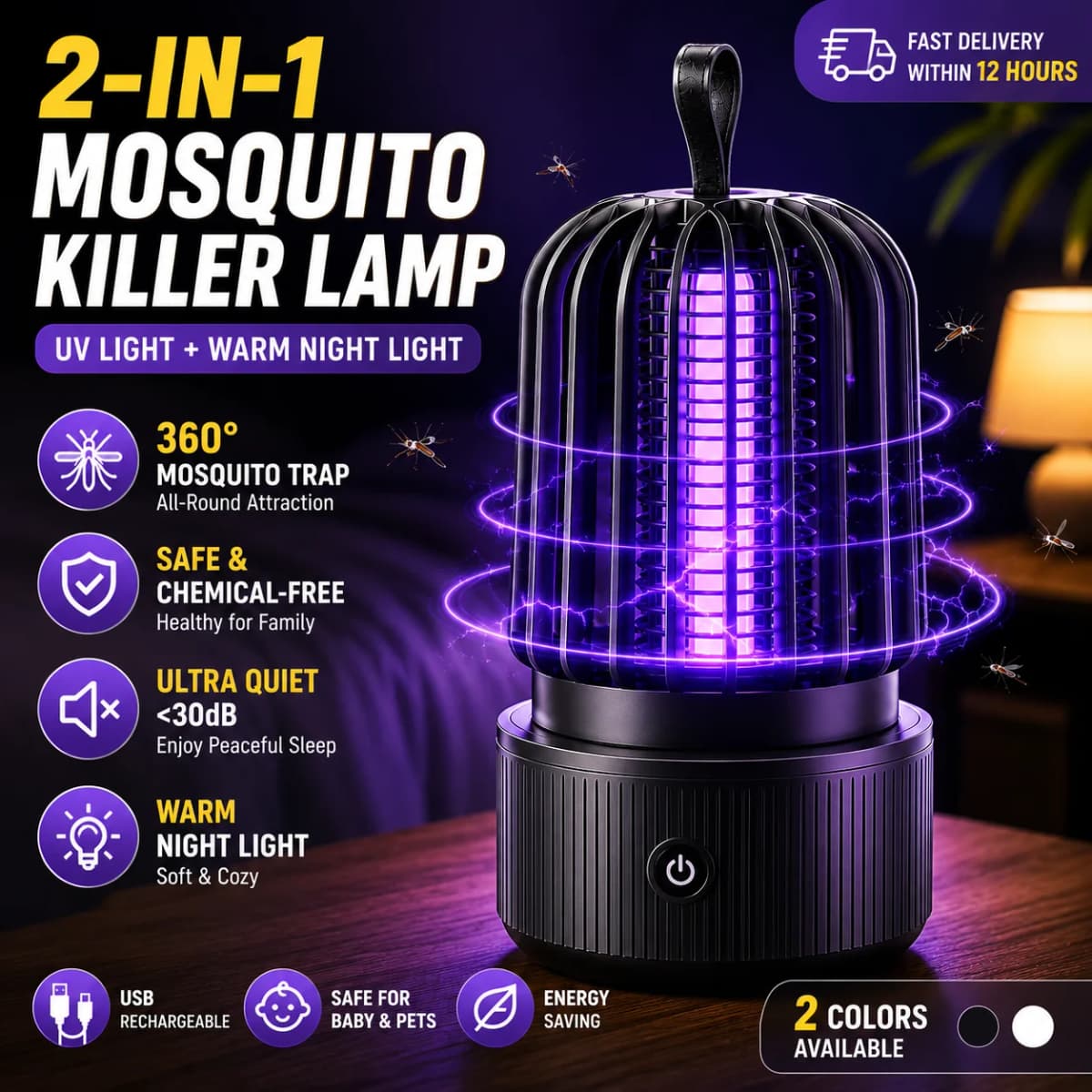 Mosquitoes Away Light Silent Night Light USB Charging Combined Ultraviolet Nets Lamp Camping in Indoor and Outdoor Common