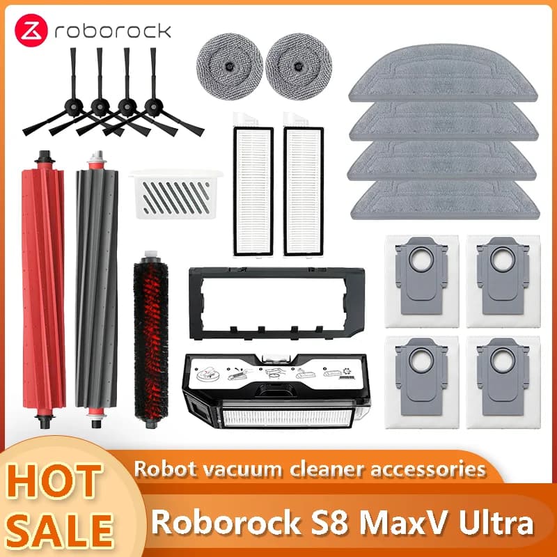 Roborock S8 MaxV Ultra Robot Vacuums Cleaner Accessory Dust Bag Main Side Brush Hepa Filter Mop Cloths Spare