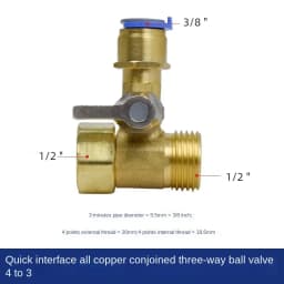UF Ultrafiltration Water Purifier Reverse Osmosis Filter Three-way Inlet Switch, Used for Valve Group 1/2 "BSP to 1/4" 3/8"shunt