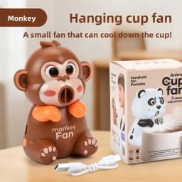 Cartoon Air-Blowing Cooling Attachment For Hot Drinks Portable Mini Fan Clip-On Design For Instants Cool For Summer Household