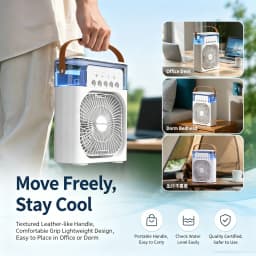 Lenovo 5 Holes Air Conditioner Fan USB Air Cooler Humidifier Water Portable Mist Spray LED Night Light Desktop Cooling Fan 2026