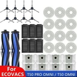 For ECOVACS T50 PRO OMNI / T50 OMNI Robot Vacuum Spare Parts Main Side Brushes Mop Cloths HEPA Filters Dust Bags Accessories