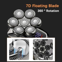 Floating 7-Blade 5-in-1 Electric Shaver For Men Rechargeable Nose Hair Trimmer Facial Cleaning Massager Bald Head Beard Razor