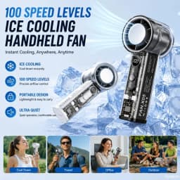Turbo Fan Usb Rechargeable Foldable Hand Held With LED Display 5 Speed Adjustable Mini Portable Fan