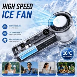 Turbo Fan Usb Rechargeable Foldable Hand Held With LED Display 5 Speed Adjustable Mini Portable Fan