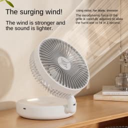 5000mAh Foldable Glow-in-the-Dark Fan Wall Mount Portable Quiet High-Speed Air Circulation Fan for Students Office Desk Fan