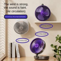 5000mAh Foldable Glow-in-the-Dark Fan Wall Mount Portable Quiet High-Speed Air Circulation Fan for Students Office Desk Fan