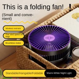 5000mAh Foldable Glow-in-the-Dark Fan Wall Mount Portable Quiet High-Speed Air Circulation Fan for Students Office Desk Fan