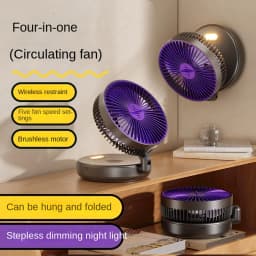 5000mAh Foldable Glow-in-the-Dark Fan Wall Mount Portable Quiet High-Speed Air Circulation Fan for Students Office Desk Fan