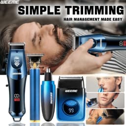WEEME 4-in-1 Electric Hair Clipper Set for Men - Rechargeable Cordless Hair Trimmer Shaver Kit with Nose Ear Grooming Tools