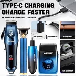 WEEME 4-in-1 Electric Hair Clipper Set for Men - Rechargeable Cordless Hair Trimmer Shaver Kit with Nose Ear Grooming Tools